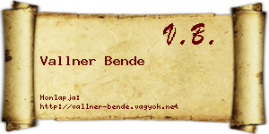 Vallner Bende névjegykártya